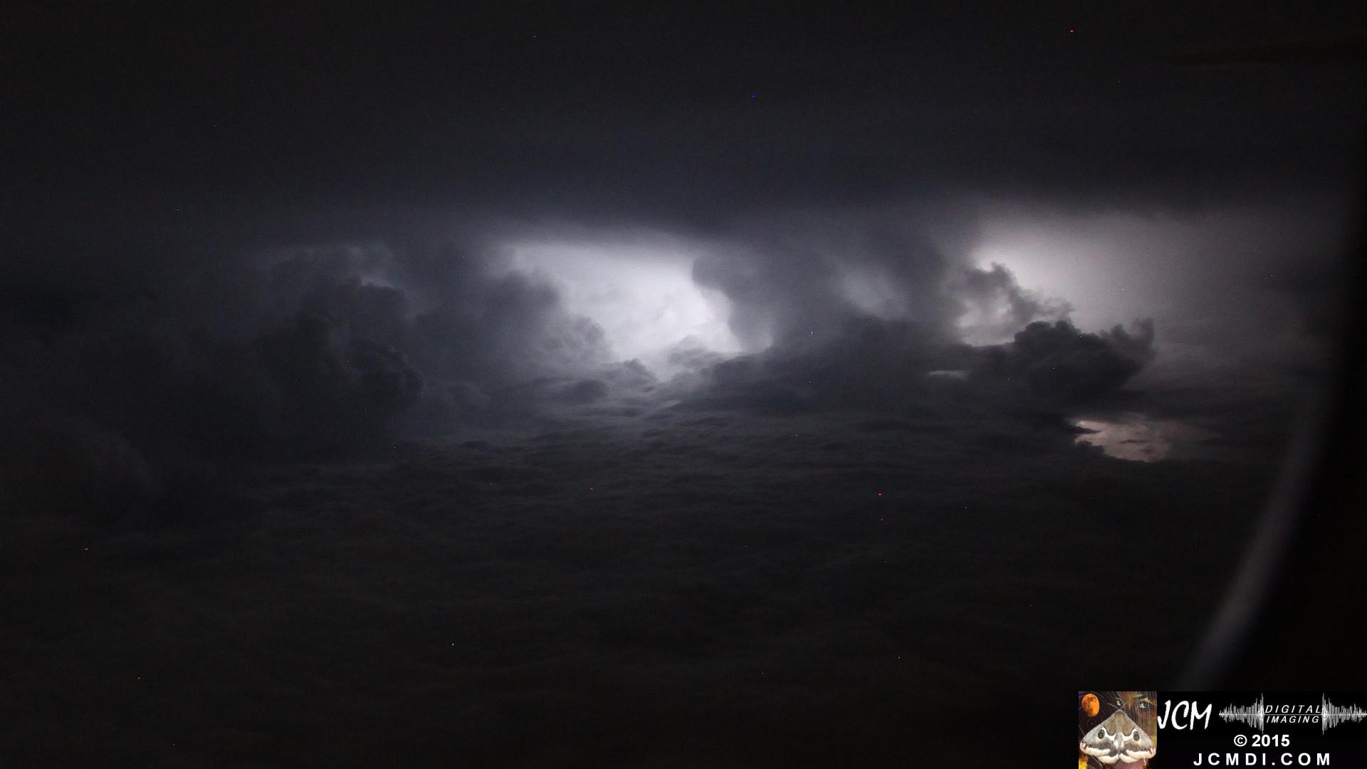 Cloud lightning from aircraft window � BNA to LAX 7-28-2015 hand-held, Canon 5D Mk2